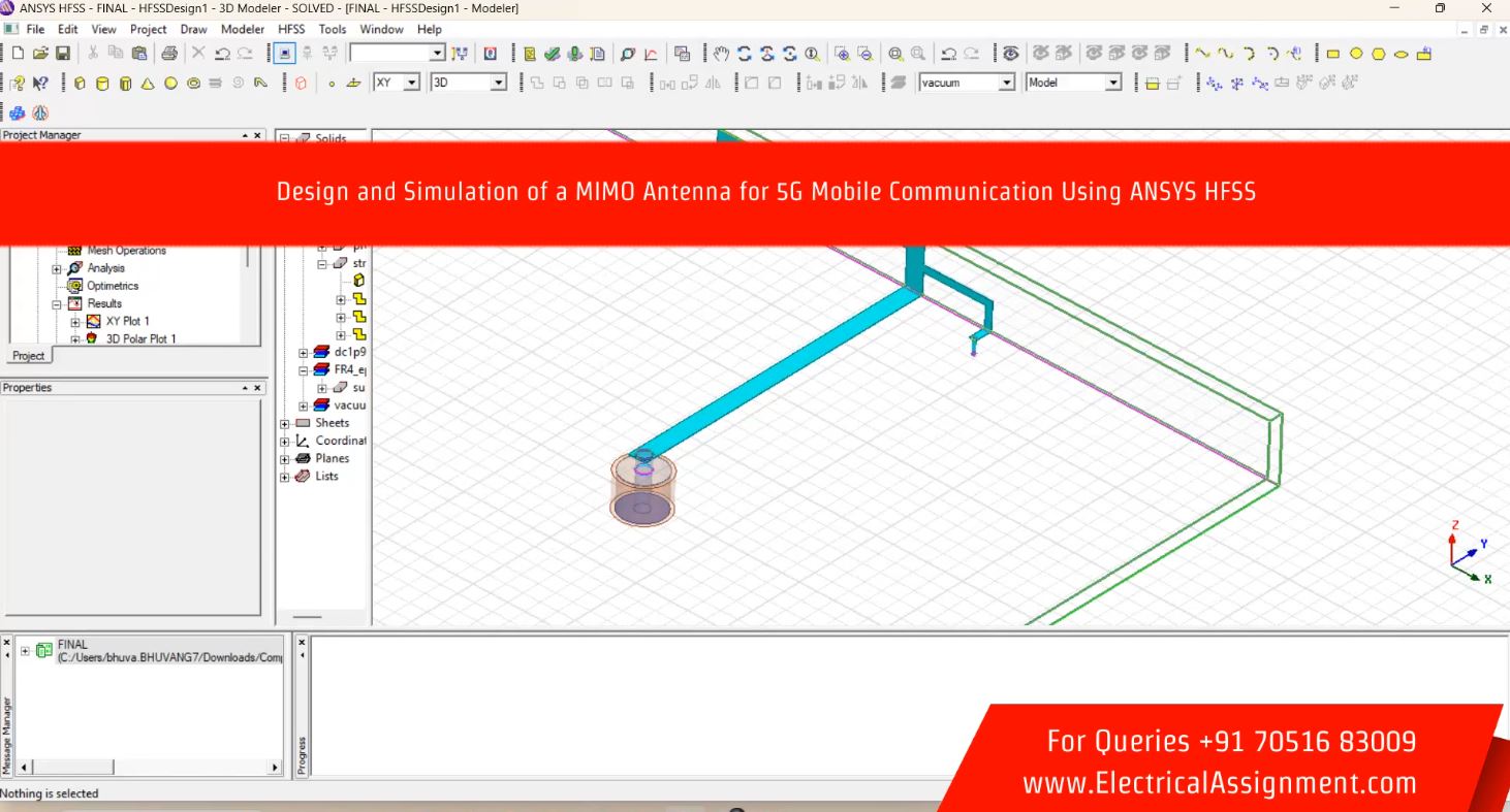 Design microstrip antenna Wilknson power divider using HFSS Ansys resonant at 2.1 Ghz screenshot 9